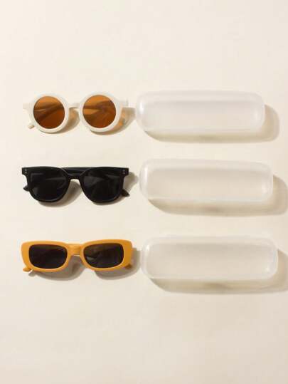 3 نظارات أطفال أنيقة + 3 حافظات نظارات ،نظارات أطفال أنيقة للأولاد والبنات ،باردة وجميلة ،هدايا نظارات الأطفال الأنيقة ،إكسسوارات الربيع والصيف