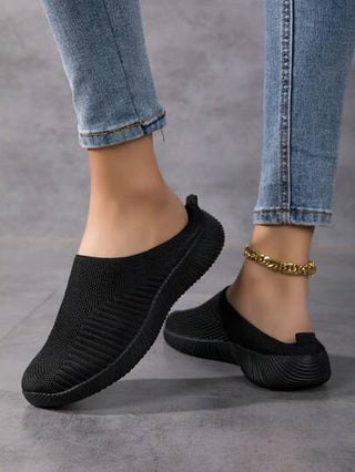 حذاء نسائي كاجوال بناعم للارتداء اليومي، سهل الارتداء، من النسيج القابل للتنفس، باللون الأسود، خفيف الوزن ومريح