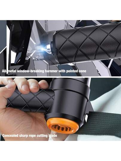 6 في 1 مكنسة كهربائية، 7.4 فولت عالية الطاقة، مكنسة كهربائية عالية الشفط، بوظائف طارئة: شفرة لقطع حزام المقعد، مخروط حاد لتحطيم النوافذ؛ بطارية ليثيوم قابلة للشحن عمر بطارية فائق للاستخدام المحمول، ضروري للعطلات والصيف والسفر،مكانس كهربائية لتجميع الغبار