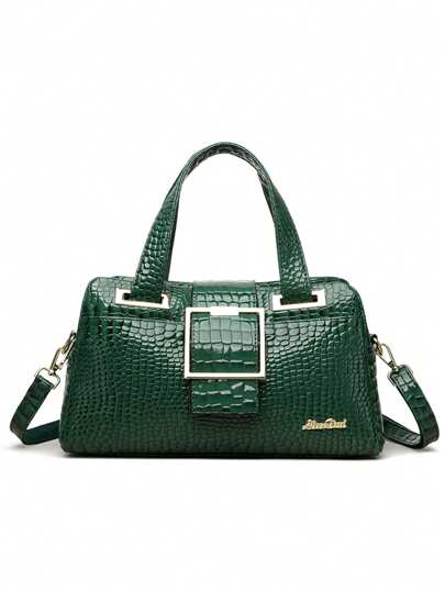 حقيبة كتف من الجلد بنمط التماسيح فاخرة للنساء لموسم 2024، حقيبة يد على الكتف بطراز عصري، إصدار جديد من العلامات التجارية الفاخرة للحقائب