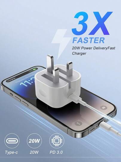 1 مجموعة شاحن سريع 20 واط من المملكة المتحدة + كابل شحن سريع وإرسال بيانات سريع بطول 3.3 قدم/100 سم، متوافق مع آيفون 14 برو ماكس / 14 برو / 14 بلس / 14 / 13 / 12 / 11 / XS / XR / 8 / 7 / 6، آيباد، السلسلة، مجموعة محول حائط مناسب للسفر والمكتب والسكن والمن