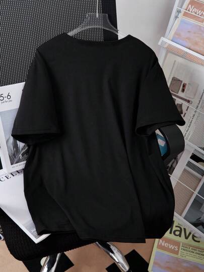 تي شيرت تي شيرت بياقة مستديرة وأكمام قصيرة للمراهق، موضة بسيطة ومناسب للصيف