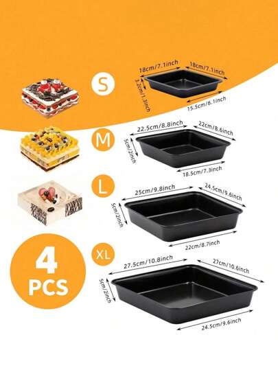 4 قطع طقم الخبز، يشمل صينية خبز، طبق كاسرول، صينية خبز مستطيلة، طبق لازانيا، للطبخ في الفرن، الكيك ، المطبخ