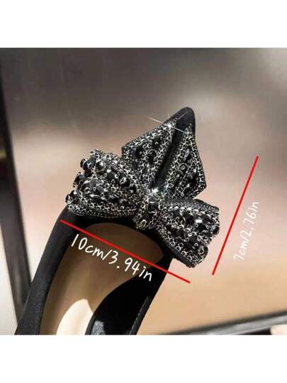 زوج من كليبسات الحذاء المرصعة بالكريستال ذات العقدة السوداء، تزيينات للأحذية قابلة للفصل والتركيب، أناقة وأناقة فخمة للأحذية ذات الكعب العالي والمسطحة وأحذية كاجوال