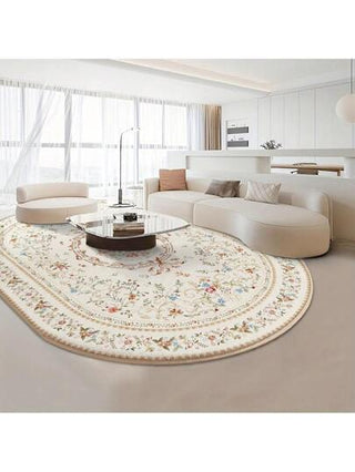 حصيرة أنيقة ملونة بالورود البارزة على الخامة الحريرية الفاخرة ، ناعمة ، قابلة للغسيل ، مانعة للانزلاق مناسبة لديكور الغرف المعيشة أو النوم أو المكتب ، بتصميم مستطيل مصنوعة من البوليستر بخامة فنية راقية منقوشة، سجاد ديكور غرفة المعيشة