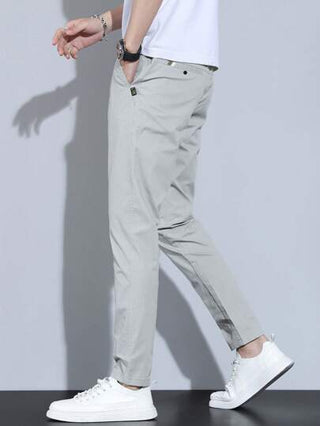 بنطلون رجالي كاجوال بلون أحادي، طراز بسيط للحياة اليومية