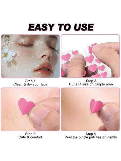 1260 قطعة من رقع القلب الشكل (7 ألوان)، غطاء للوجه - خالي من العطور، للبالغين كلا الجنسين، متوافق مع جميع أنواع البشرة، بدون عطور، دون مكونات