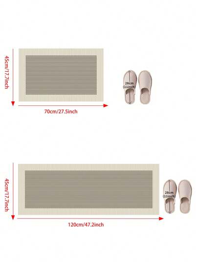 قطعة واحدة سجادة أرضية مطبخ مستطيلة، سماكة 0.12 بوصة، مانعة للانزلاق وماصة، سجادة حمام طويلة، بنمط خطوط، قابلة للغسيل للمطبخ وغرفة المعيشة والنوم والمطعم، ديكور المنزل، هدية مثالية ليوم الأم