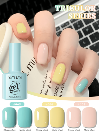 XEIJAYI 3 قطع طقم طلاء أظافر جيل - تشطيب لامع للصيف ، شبه دائم ، طلاء UV للنقع ، تصميم منزلي للأظافر للربيع والصيف