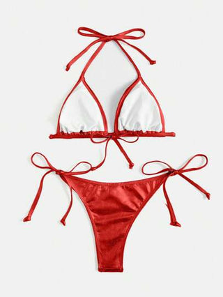 طقم تانكيني حريمي Swim Basics مجموعة ملابس سباحة من ملابس علوية بخصر عالي وسفلي مصمت