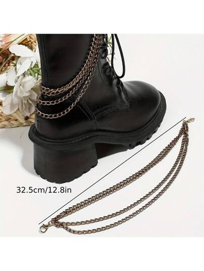 2 قطعة سلسلة معدنية متعددة الطبقات ديكور للأحذية من طراز بانك قديم، من البرونز قابلة للفصل، مناسبة للأحذية ذات الكعب العالي والحقائب، للحفلات والتخرج