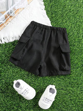 SHEIN سروال قصير جيب جرّاء للأطفال الذكور، مناسب للبيت، الخارج، الاستخدام اليومي، الرياضة، اللعب، حفلات الأعياد، حفلات التصوير، المناسبات الرسمية والأعياد في الربيع والصيف