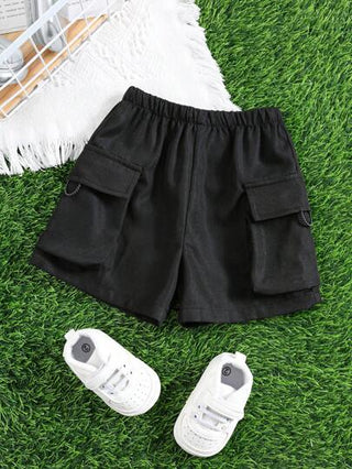 SHEIN سروال قصير جيب جرّاء للأطفال الذكور، مناسب للبيت، الخارج، الاستخدام اليومي، الرياضة، اللعب، حفلات الأعياد، حفلات التصوير، المناسبات الرسمية والأعياد في الربيع والصيف