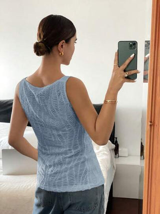 Frenchy بلوزة نسائية بدون أكمام لون أحادي ذات رقبة مربعة، بسيطة وعصرية للصيف