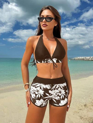 طقم تانكيني حريمي Swim Vcay طقم بكيني سباغيتي بحمالات نسائي، تصميم بسيط وعصري للصيف