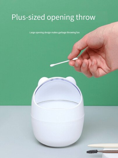 سلة مهملات صغيرة، سلة قمامة صغيرة مغطاة، سلة مهملات مكتبية، سلة ورق مكتبية بلاستيكية، تصميم فتحة للأعلى لمنع تسرب الروائح، تستخدم لتخزين قشور الفواكه والفضلات الورقية على المكتب للحفاظ على النظافة، لحمام، مكتب المنزل، طاولة القهوة، المكتب، غرفة المعيشة، غ