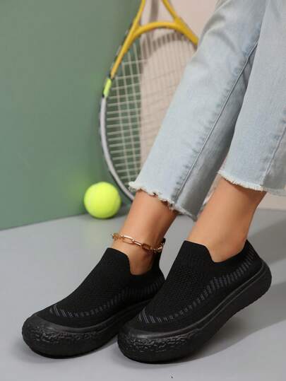 أحذية رياضية نسائية كاجوال ، ذات بطانة مريحة مانعة للانزلاق وبنعل مطاطي تنفسي