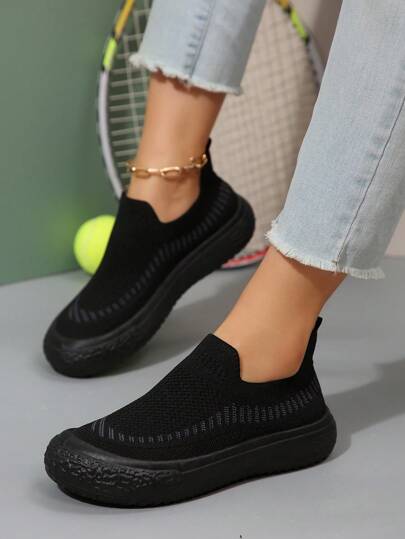 أحذية رياضية نسائية كاجوال ، ذات بطانة مريحة مانعة للانزلاق وبنعل مطاطي تنفسي