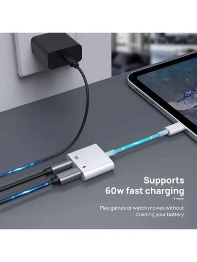 محول من USB C إلى سماعات 3.5 مم وشحن 2 في 1، محول من USB C إلى جاك الصوت AUX، متوافق مع 15/15 Plus/15 Pro/15 Pro Max، Galaxy S23/S22/S21، iPad Pro
