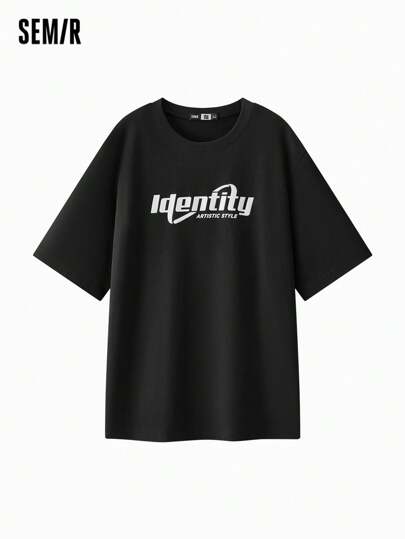 SEMIR تي شيرت للرجال سريع الجفاف ومانع للرطوبة مطبوع بحروف، طراز صيف 2025 بقصة فضفاضة وياقة دائرية عصرية