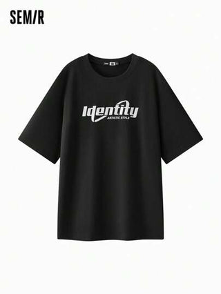 SEMIR تي شيرت للرجال سريع الجفاف ومانع للرطوبة مطبوع بحروف، طراز صيف 2025 بقصة فضفاضة وياقة دائرية عصرية