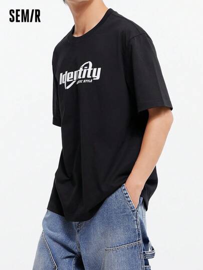 SEMIR تي شيرت للرجال سريع الجفاف ومانع للرطوبة مطبوع بحروف، طراز صيف 2025 بقصة فضفاضة وياقة دائرية عصرية