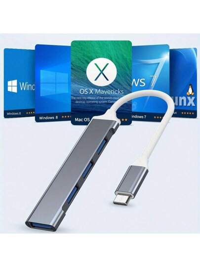 موزع ألومنيوم 4 منافذ يو اس بي سي مع منافذ النوع سي والنوع أ، تصميم مضغوط ل- ،برو، ميني، آي مالك، سيرفس برو، إكس بي إس ، حاسب شخصي - مثالي لأقراص فلاش، أقراص صلبة وأكثر