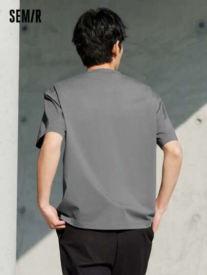SEMIR تي شيرت رجالي قصير الأكمام صيف 2025 جديد، مطبوع بأحرف ملونة، رقبة دائرية، قطن عادي