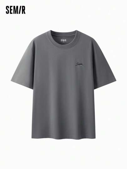 SEMIR تي شيرت رجالي قصير الأكمام صيف 2025 جديد، مطبوع بأحرف ملونة، رقبة دائرية، قطن عادي