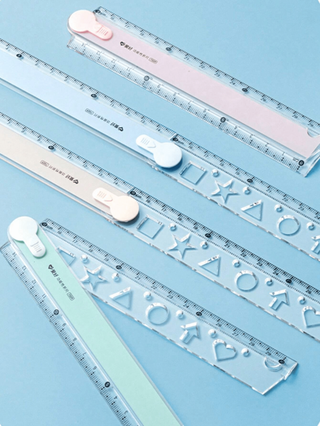 أدوات مكتبية ومدرسية قطعة واحدة من الخطاطين المطوية للطلاب للهندسة والرسم والتلوين، مسطرة بلاستيكية، لوازم مكتبية