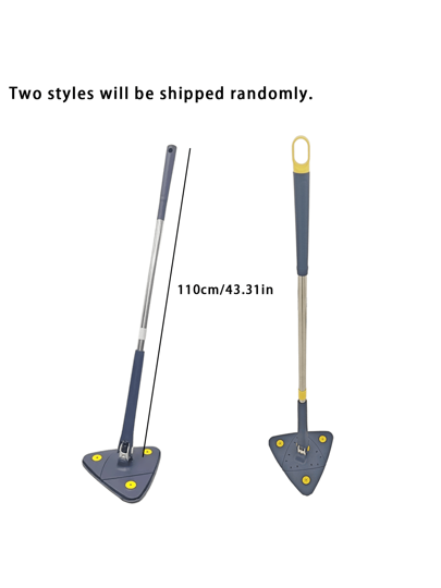 مسح مثلث الدوران 360 درجة بمقبض طويل - غسيل بدون استخدام اليدين، الاستخدام المزدوج للأرضيات الرطبة والجافة، الحوائط والأسقف والزجاج - من الفولاذ المقاوم للصدأ/البلاستيك، مثالي للمطبخ والحمام وغرفة المعيشة، ممسحات تنظيف الأرضيات