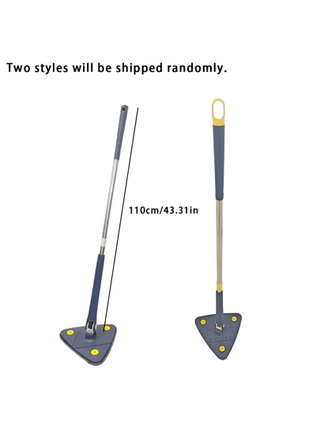 مسح مثلث الدوران 360 درجة بمقبض طويل - غسيل بدون استخدام اليدين، الاستخدام المزدوج للأرضيات الرطبة والجافة، الحوائط والأسقف والزجاج - من الفولاذ المقاوم للصدأ/البلاستيك، مثالي للمطبخ والحمام وغرفة المعيشة، ممسحات تنظيف الأرضيات