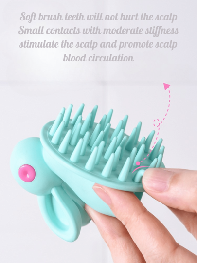 فرشاة ترطيب الشعر وتدليك فروة الرأس من سيليكون بتصميم أرنب جميل، منظفة لفروة الرأس ومريحة وآمنة