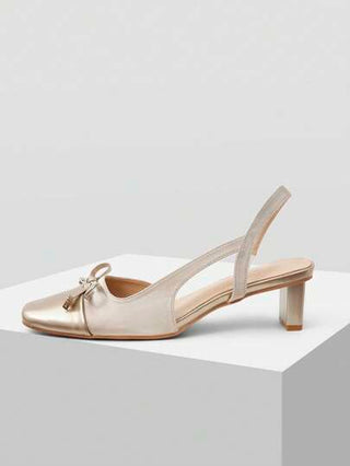 MOTF PREMIUM أحذية كعب مزينة بفيونكة ذات أصابع مربعة