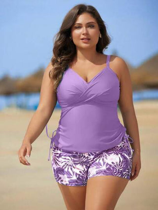 Swim Lushoire 2 حبة أزياء سباغيتي عشوائية لسيدات كبيرات الحجم تغطي البطن ملابس السباحة