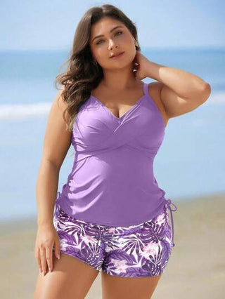 Swim Lushoire 2 حبة أزياء سباغيتي عشوائية لسيدات كبيرات الحجم تغطي البطن ملابس السباحة