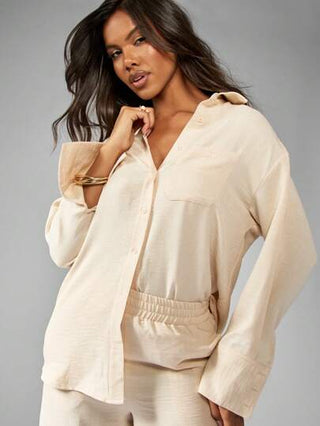 طقم حريمي قطعتين MISSGUIDED مجموعة قطعتين كبيرة الحجم بقميص أزرار وبنطال ذو ساق واسعة، ملابس داخلية للراحة والمنتجعات، ملابس صيفية للشاطئ والعمل والأنشطة اليومية