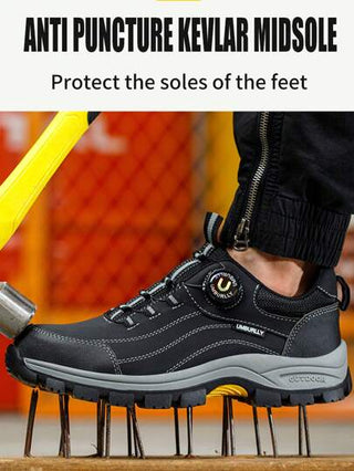 UMBURLLY أحذية أمان للرجال بتصميم زر، مقاومة للسحق والثقب، من الكاوتشوك، أحذية عمل صناعي
