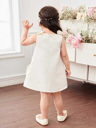 فساتين بيبي فستان فتاة رضيعة أنيق وجميل بأكمام فضفاضة بشريط وطبعة أزهار المشمش