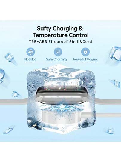 كبل شحن 3 في 1: 1 كبل لايتنينج ، 1 كبل نوع C ، شاحن لاسلكي مغناطيسي متوافق مع ساعة أبل ، مناسب للمكتب والسكن والمنزل