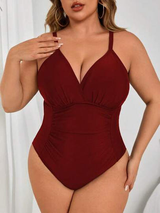 Swim Lushoire بلوزة سباحة قطعة واحدة مقاس كبير، باللون الأسود مع تجميع الخصر، طراز بسيط للنساء، مناسبة للعطلات والشاطئ