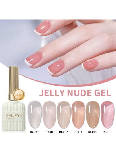 XEIJAYI 6 قطع طقم لاك جل أظافر بألوان الجليد 15مل مع طبقة أساس ثابتة نصف دائمة قابل للنزع باستخدام الأشعة فوق البنفسجية، مجموعة لفن الأظافر، هدية شائعة للنساء في الربيع