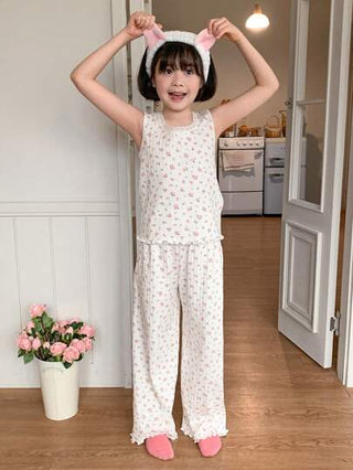 بيجاما DAZY طقم بيجامة ملابس علوية ملابس علوية وشورت للبنات المراهقات مزخرفة بزهور صغيرة والدانتيل، مريح للصيف