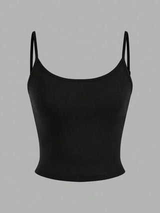 EZwear 4 قطع/مجموعة من بلوزات ضيقة سوداء مقصرة الأكمام للنساء، ملابس كاجوال للصيف