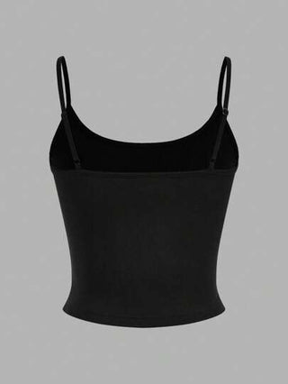 EZwear 4 قطع/مجموعة من بلوزات ضيقة سوداء مقصرة الأكمام للنساء، ملابس كاجوال للصيف