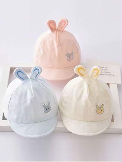 قبعة دلو مطرزة باسم مخصص من القطن الصلب بشكل أرنب لحديثي الولادة من 0 إلى 6 أشهر ، قبعة شمس ربيعية خريفية ، قبعة طفل رضيع محمية من الأشعة فوق البنفسجية بتصميم كرتوني ، يمكن تخصيص الحروف المفضلة كهدية لحفل استقبال المولود أو عيد الميلاد