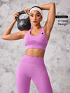 Seamluxe SHEIN Sport مجموعة ملابس رياضية للنساء من ملابس علوية أكمام بدون أكتاف وبنطال مصمم بشكل نحيف وبسيط، تصميم مفتوح