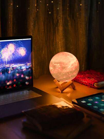 8/10/12/14 سم مصباح ليلي بسماء نجومية، مصباح قمر ثلاثي الأبعاد، مصباح قمر متغير اللون (7 ألوان)، يعمل بالبطارية، هدية مناسبة للبنات والأولاد وديكور غرفة النوم