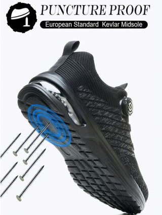 UMBURLLY بوت أمان للرجال بنعل هواء مانعة للسحق والثقب بطرف فولاذي وسحاب