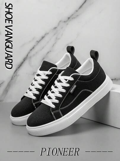 أحذية رياضية مريحة للرجال بكعب مسطح منخفض متميزة بطراز الشارع، أحذية رياضية كاجوال للارتداء اليومي بتصميم باتشوورك عتيق بسيط، أحذية للزوجين